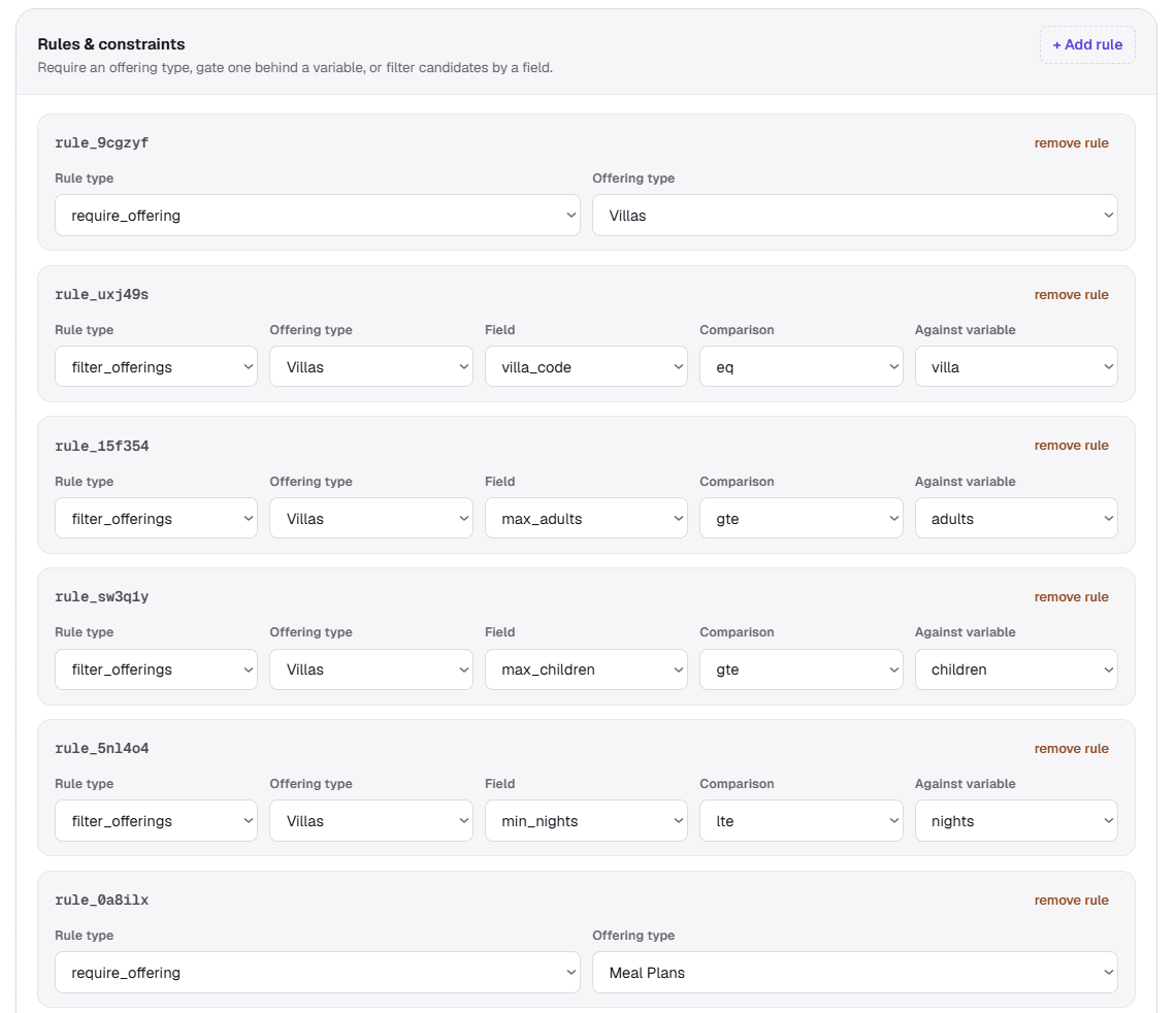 Merchant Lab with a merchant's pricing and rules open for editing.